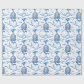 Feathered Fete in Blue Porcelain Cadeaupapier (Vlak)