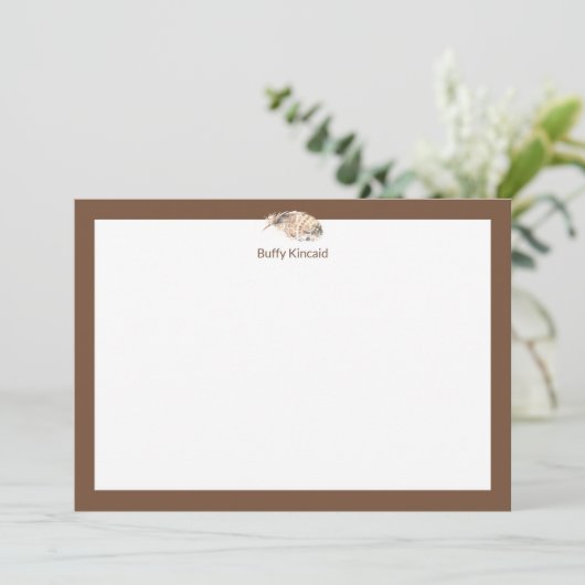 Feathered Friend Toffee Brown op persoonlijke tite Save The Date (Staand voorkant)