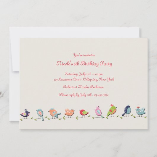 Feathered Friends Invitation Kaart (Voorkant)