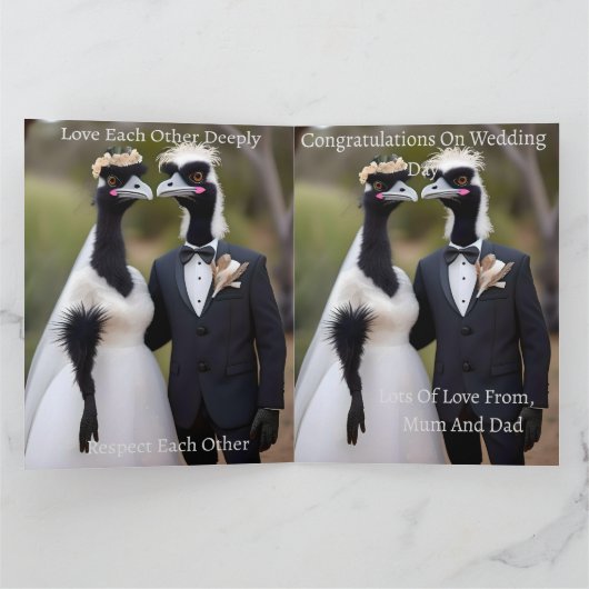 Feathered Vows: een emu-tiful huwelijksbond Kaart (Binnen)