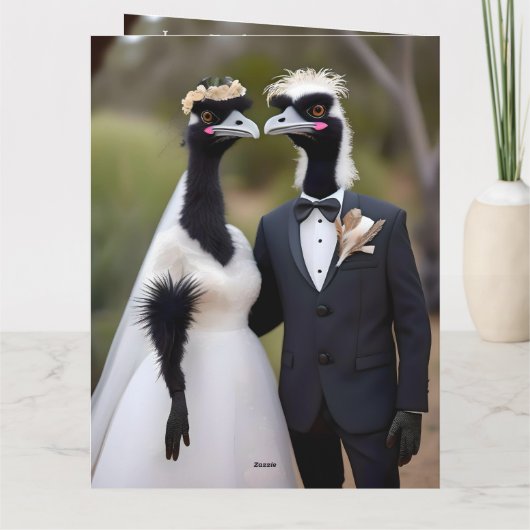 Feathered Vows: een emu-tiful huwelijksbond Kaart (Achterkant)