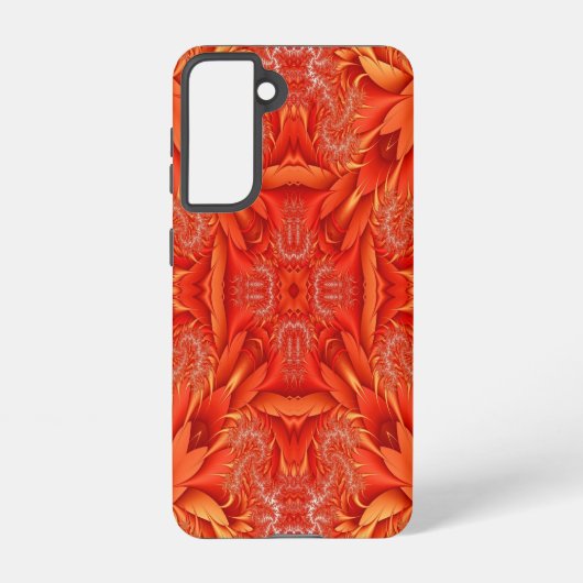 Featherfractaal ontwerp - rood samsung galaxy hoesje (Achterkant)