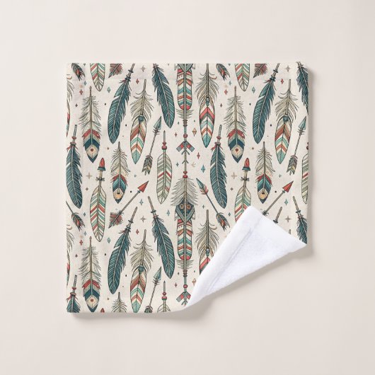 Feathers and Arrows Towel Earthy Ethnic Vibe Bad Handdoek (Wasdoekje)