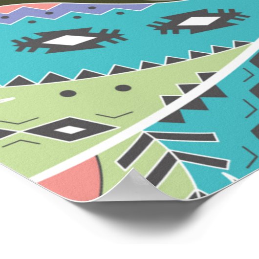 Feathers Boho Seamless Pattern. Etnische stam Poster (Hoek)