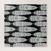 Feathers boho: zwart-wit patroon legpuzzel (Horizontaal)