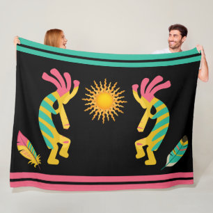 Feathers en Kokopelli Fleece Blanket Deken