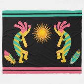 Feathers en Kokopelli Fleece Blanket Deken (Voorkant (Horizontaal))