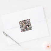 Feathers in Focus: een portret van een witte kip Vierkante Sticker (Envelop)