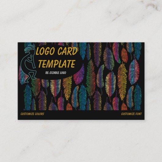 Feathers Kokopelli Logo Visitekaartje (Voorkant)