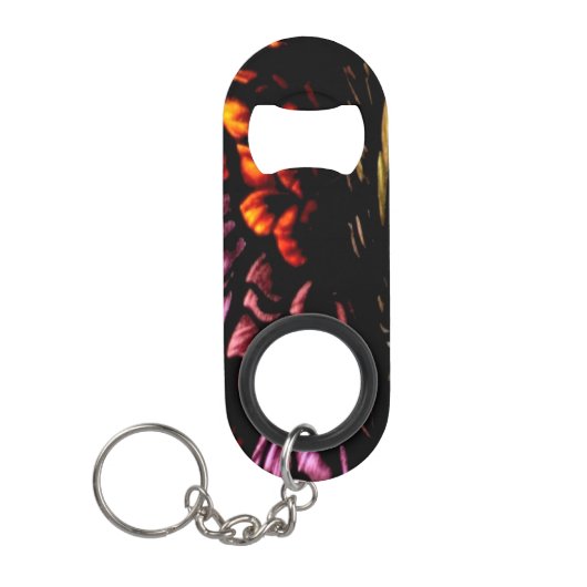 Feathers Roze en Oranje flesopening Sleutelhanger Mini Flessenopener (Voorkant)