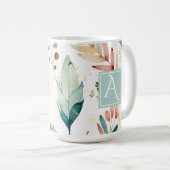 Feathery Bloemen Patroon Aangepaste Mok (Voorkant rechts)