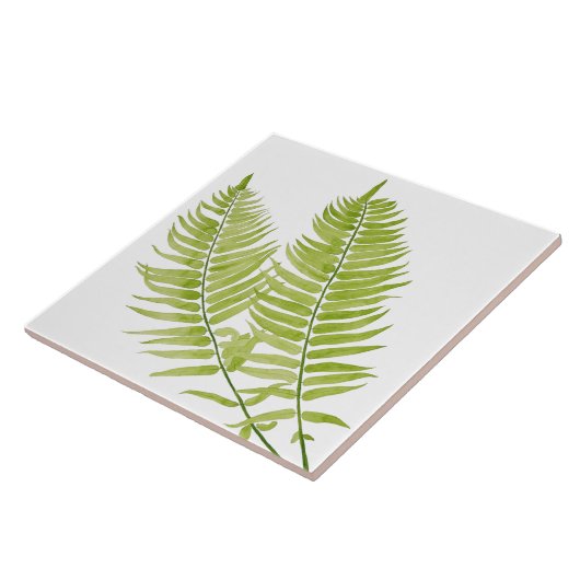 Feathery Fern on a Ceramic Tile Tegeltje (Zijkant)