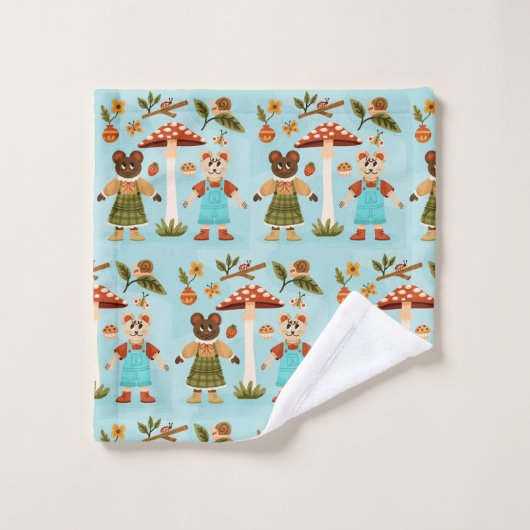 Featuring cartoon animals dressed in clothes washandje (Wasdoekje)