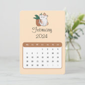 Februari 2024 Stand Alone Kat en Plant Kalender Menu (Staand voorkant)