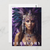 *~* FEBRUARI AP53 Verjaardag AMETHYST Boho Briefkaart (Voorkant / Achterkant)