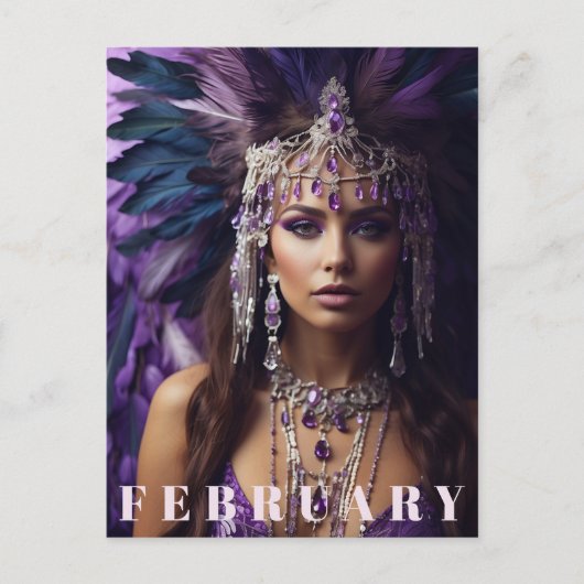 *~* FEBRUARI AP53 Verjaardag AMETHYST Boho Briefkaart (Voorkant)