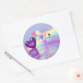 Februari Birthday Amethyst Heart Ronde Sticker (Envelop)