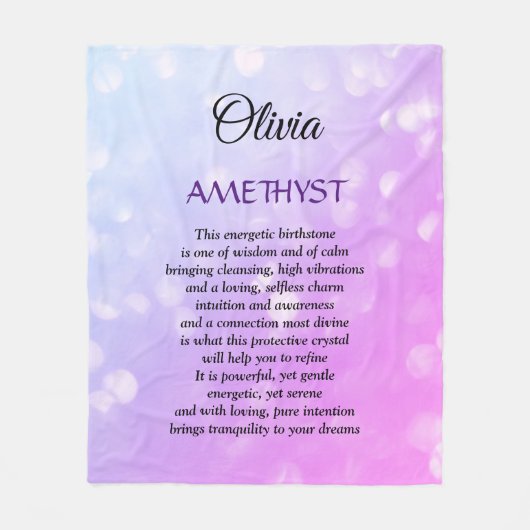 Februari Birthstone Amethist ontwerp Fleece Deken (Voorkant)