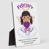 Februari Birthstone Angel Black Plaque Fotoplaat (Zijkant)