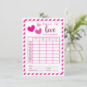 Februari Bunco Verliefd raken dubbelzijdige scorek Kaart (Staand voorkant)