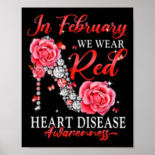 Februari Draag we Red Butterfly Heart Disease Awar Poster