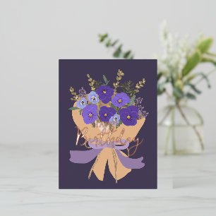 Februari Geboorte Bloem Paarse Viooltjes Bloemstuk Folie Feestdagen Briefkaart