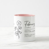 Februari Geboorte Maand Bloem Violet Minimalist Mok (Midden)