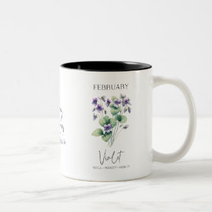Februari Geboorte Maand Bloem Violet Verjaardagsca Tweekleurige Koffiemok