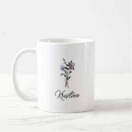 Februari Geboortebloem & Elegante Script Naam Koffiemok