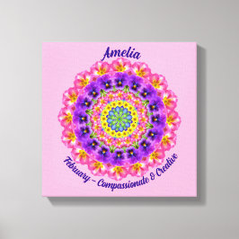 Februari Geboortebloem Gepersonaliseerde Mandala Z Canvas Afdruk
