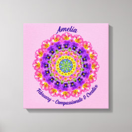 Februari Geboortebloem Gepersonaliseerde Mandala Z Canvas Afdruk