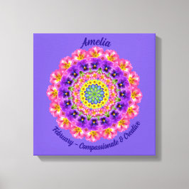 Februari Geboortebloem Gepersonaliseerde Mandala Z Canvas Afdruk