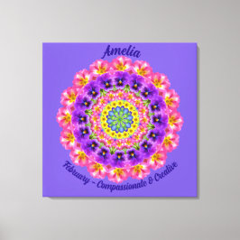 Februari Geboortebloem Gepersonaliseerde Mandala Z Canvas Afdruk