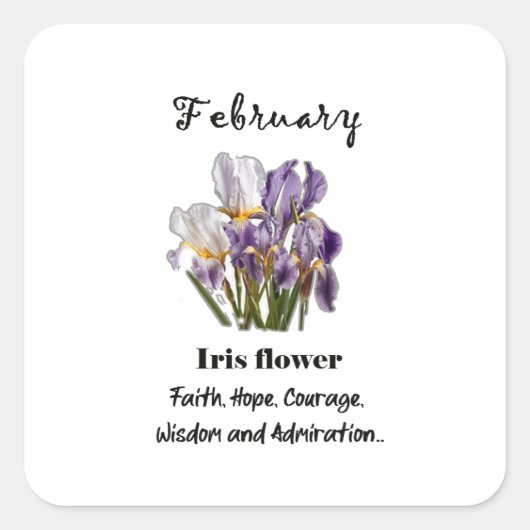 Februari Geboortebloem Iris Sticker (Voorkant)