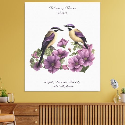 Februari Geboortemaand Bloem gepersonaliseerde ver Canvas Afdruk (Insitu (Woonkamer))