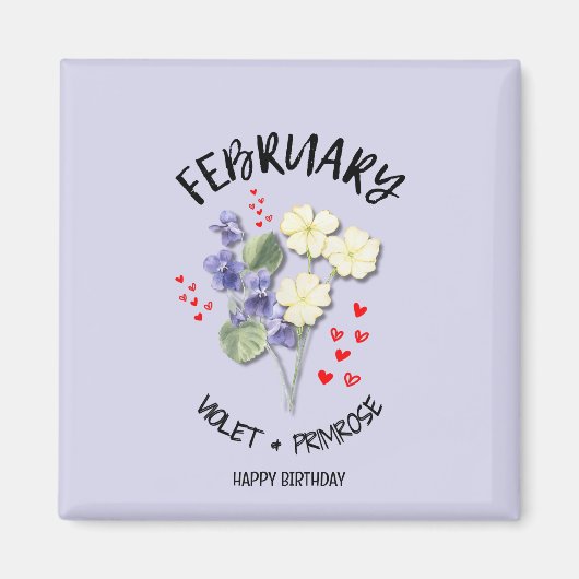 FEBRUARI Geboortemaand Bloem Verjaardag Magneet (Voorkant)