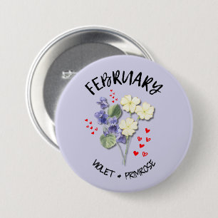 FEBRUARI Geboortemaand Bloem Verjaardag Ronde Button 7,6 Cm