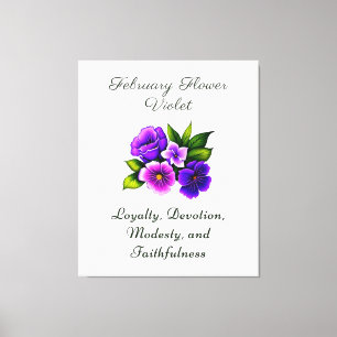 Februari Geboortemaand Bloem Violet Delicate Bloem Canvas Afdruk