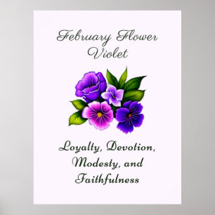 Februari Geboortemaand Bloem Violet Delicate Bloem Poster