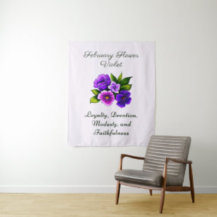 Februari Geboortemaand Bloem Violet Delicate Bloem Wandkleed