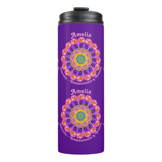 Februari Geboortemaand Bloemen Custom Mandala Zen Thermosbeker