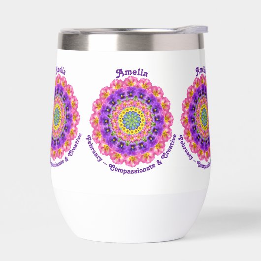Februari Geboortemaand Bloemen Violet Mandala (Links)