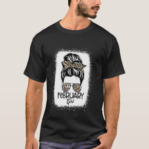 Februari Girl Messy Bun Bleaching Glasses Leopard  T-shirt