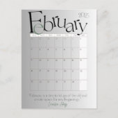 Februari Grijs Moderne Maandkalender 2025 Briefkaart (Voorkant)