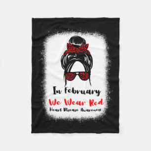 Februari Hart Gezondheid Go Red Messy Bun Vrouwen Fleece Deken