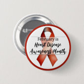 Februari Hart Ziekte Bewustzijnsmaand Ribbon Ronde Button 5,7 Cm (Voorkant /achterkant)