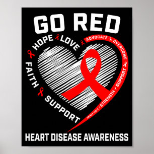 Februari Hartziekte Bewustzijnsmaand Rode Hart W Poster