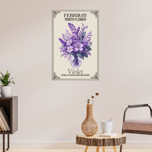 Februari maand bloem poster (Woonkamer 3)