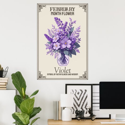 Februari maand bloem poster (Thuiskantoor)