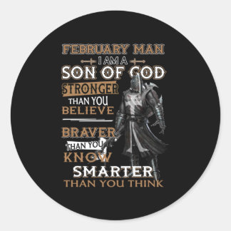 Februari Man, ik ben een zoon van God sterker dan Ronde Sticker